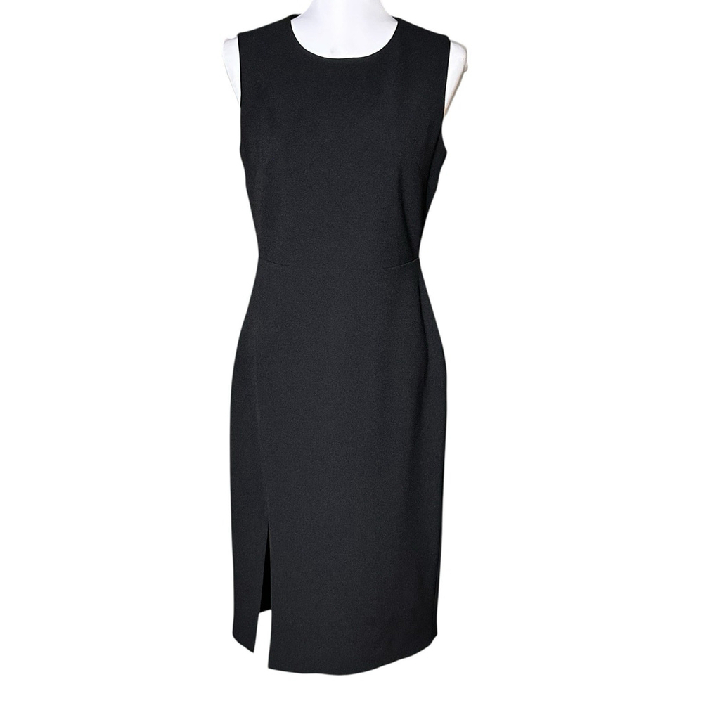 Dress The Population Meave Black Sheath Midi Dress Cutout Back Slit Sleeveless M